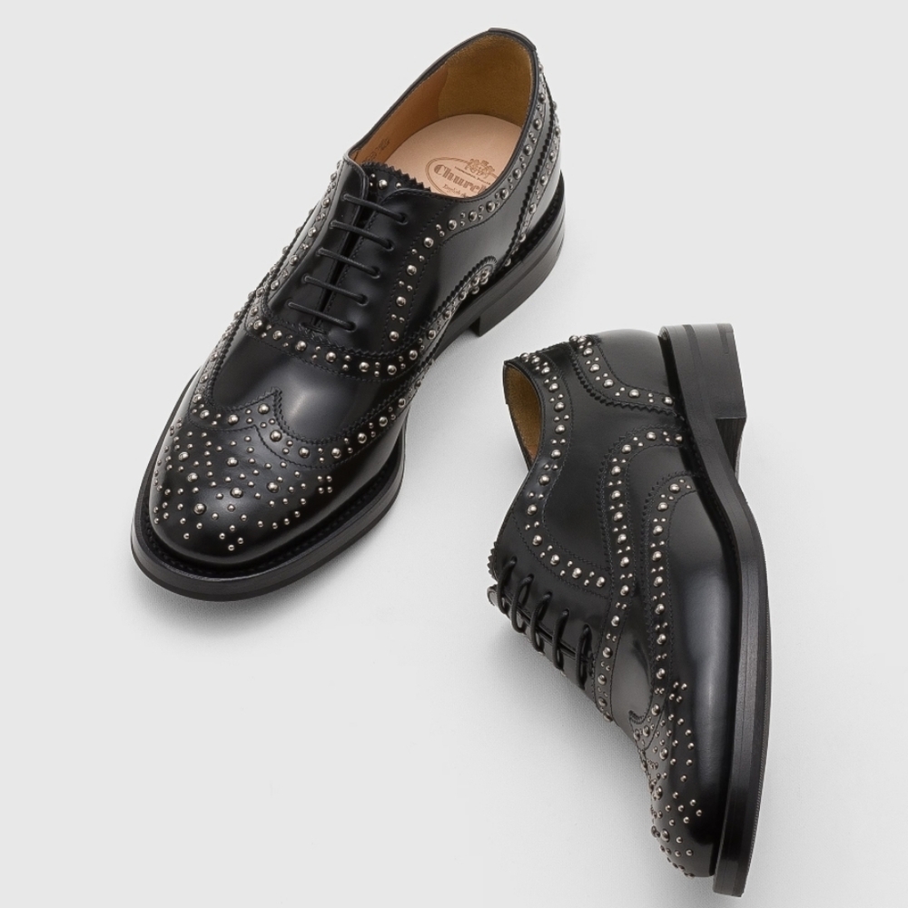CHURCH'S BURWOOD MET STUDDED  BLACK SUEDE BROGUES LACE UP SHOES - Picture 4 of 13